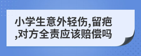 小学生意外轻伤,留疤,对方全责应该赔偿吗