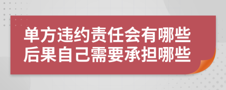 单方违约责任会有哪些后果自己需要承担哪些