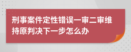 刑事案件定性错误一审二审维持原判决下一步怎么办