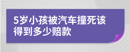 5岁小孩被汽车撞死该得到多少赔款