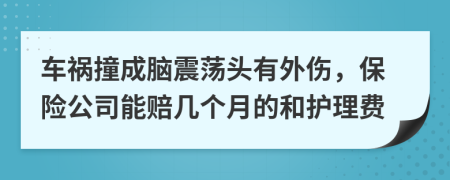 车祸撞成脑震荡头有外伤，保险公司能赔几个月的和护理费