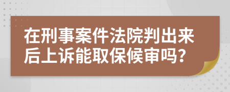 在刑事案件法院判出来后上诉能取保候审吗？