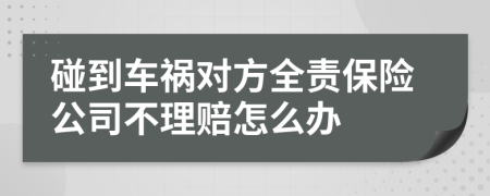 碰到车祸对方全责保险公司不理赔怎么办