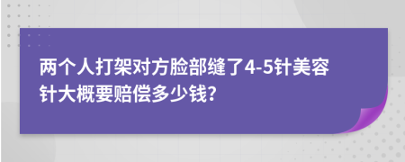 两个人打架对方脸部缝了4-5针美容针大概要赔偿多少钱？