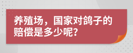 养殖场，国家对鸽子的赔偿是多少呢？