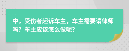 中，受伤者起诉车主，车主需要请律师吗？车主应该怎么做呢？