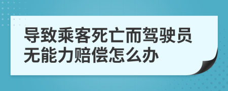 导致乘客死亡而驾驶员无能力赔偿怎么办