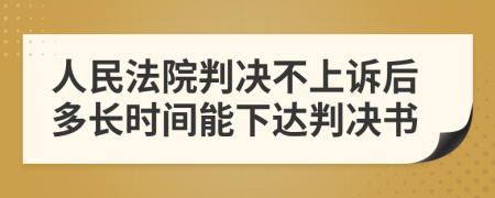 人民法院判决不上诉后多长时间能下达判决书