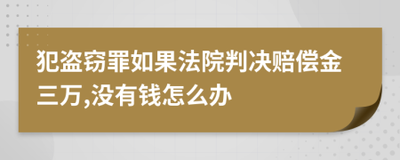 犯盗窃罪如果法院判决赔偿金三万,没有钱怎么办