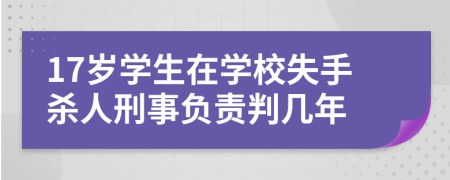 17岁学生在学校失手杀人刑事负责判几年