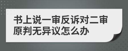 书上说一审反诉对二审原判无异议怎么办