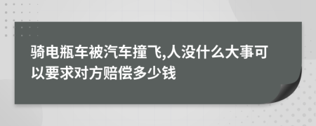 骑电瓶车被汽车撞飞,人没什么大事可以要求对方赔偿多少钱