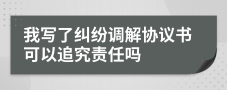 我写了纠纷调解协议书可以追究责任吗