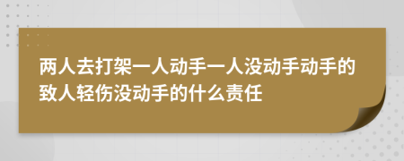 两人去打架一人动手一人没动手动手的致人轻伤没动手的什么责任