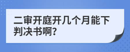 二审开庭开几个月能下判决书啊？