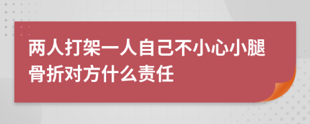 两人打架一人自己不小心小腿骨折对方什么责任