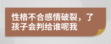 性格不合感情破裂，了孩子会判给谁呢我