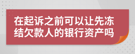 在起诉之前可以让先冻结欠款人的银行资产吗