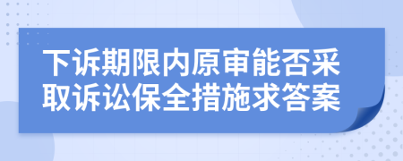 下诉期限内原审能否采取诉讼保全措施求答案