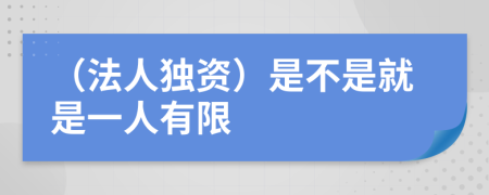 （法人独资）是不是就是一人有限