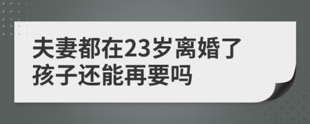 夫妻都在23岁离婚了孩子还能再要吗