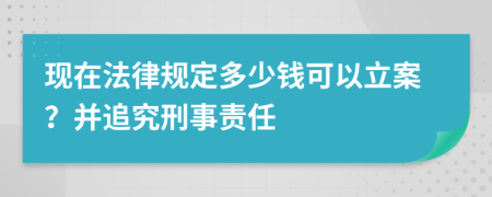 现在法律规定多少钱可以立案？并追究刑事责任