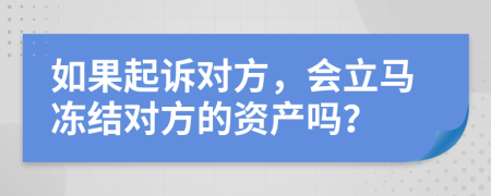 如果起诉对方，会立马冻结对方的资产吗？