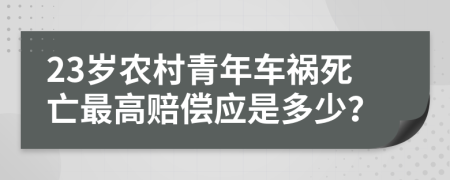 23岁农村青年车祸死亡最高赔偿应是多少？