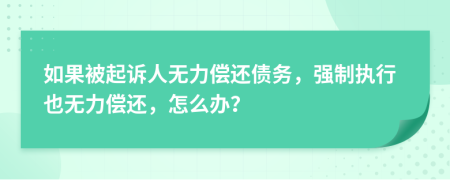 如果被起诉人无力偿还债务，强制执行也无力偿还，怎么办？