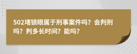 502堵锁眼属于刑事案件吗？会判刑吗？判多长时间？能吗？