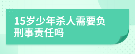 15岁少年杀人需要负刑事责任吗