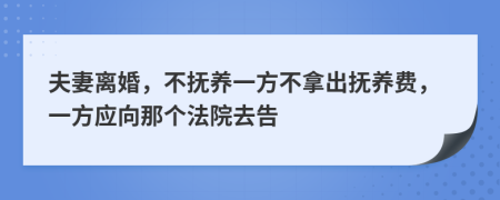 夫妻离婚，不抚养一方不拿出抚养费，一方应向那个法院去告