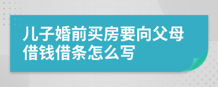 儿子婚前买房要向父母借钱借条怎么写