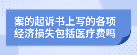 案的起诉书上写的各项经济损失包括医疗费吗