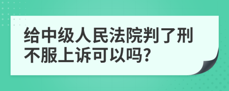 给中级人民法院判了刑不服上诉可以吗?
