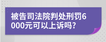 被告司法院判处刑罚6000元可以上诉吗?