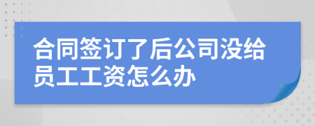 合同签订了后公司没给员工工资怎么办