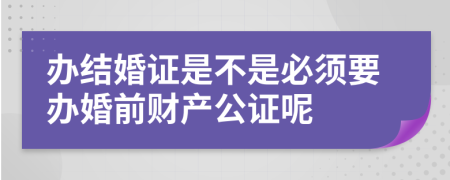 办结婚证是不是必须要办婚前财产公证呢