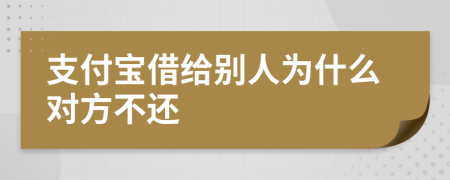 支付宝借给别人为什么对方不还