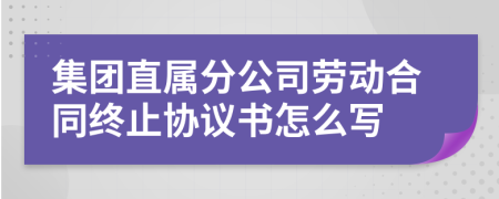 集团直属分公司劳动合同终止协议书怎么写