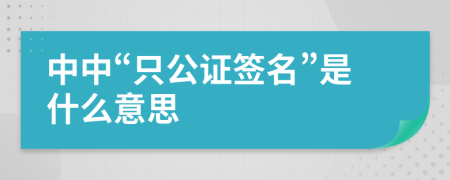 中中“只公证签名”是什么意思