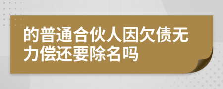 的普通合伙人因欠债无力偿还要除名吗