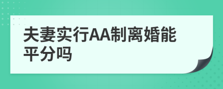 夫妻实行AA制离婚能平分吗