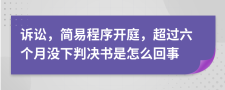 诉讼，简易程序开庭，超过六个月没下判决书是怎么回事