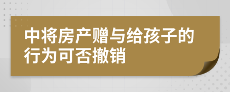 中将房产赠与给孩子的行为可否撤销