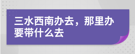 三水西南办去，那里办要带什么去