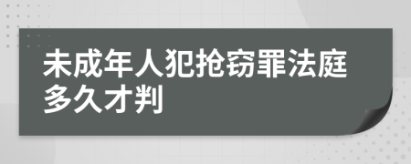 未成年人犯抢窃罪法庭多久才判