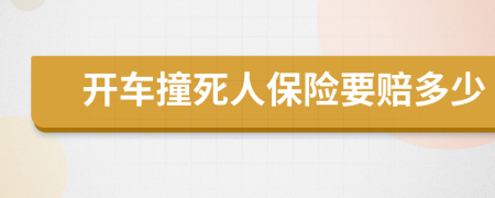 开车撞死人保险要赔多少