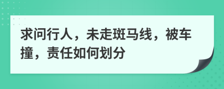 求问行人，未走斑马线，被车撞，责任如何划分