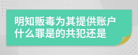 明知贩毒为其提供账户什么罪是的共犯还是